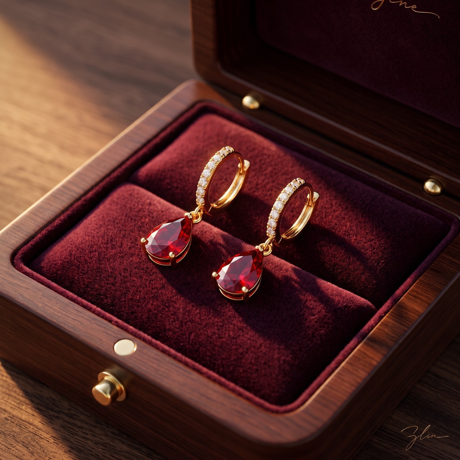 Luxury Synthetic Ruby Teardrop Earrings Zircon Dangle Jewelry Women’s Gift