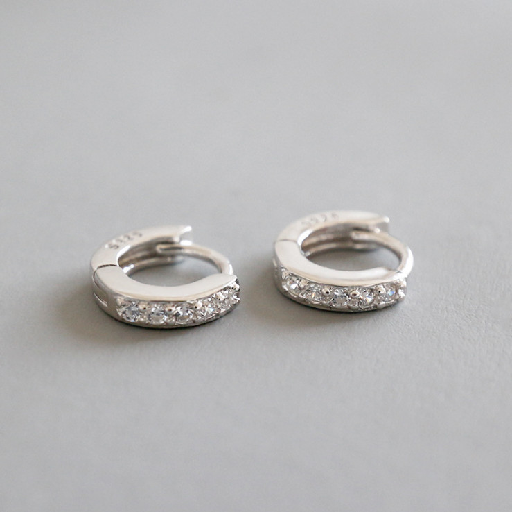Unisex Sterling Silver Children Girl CZ Baby Huggie Hoop Earrings 1/5 inch A33
