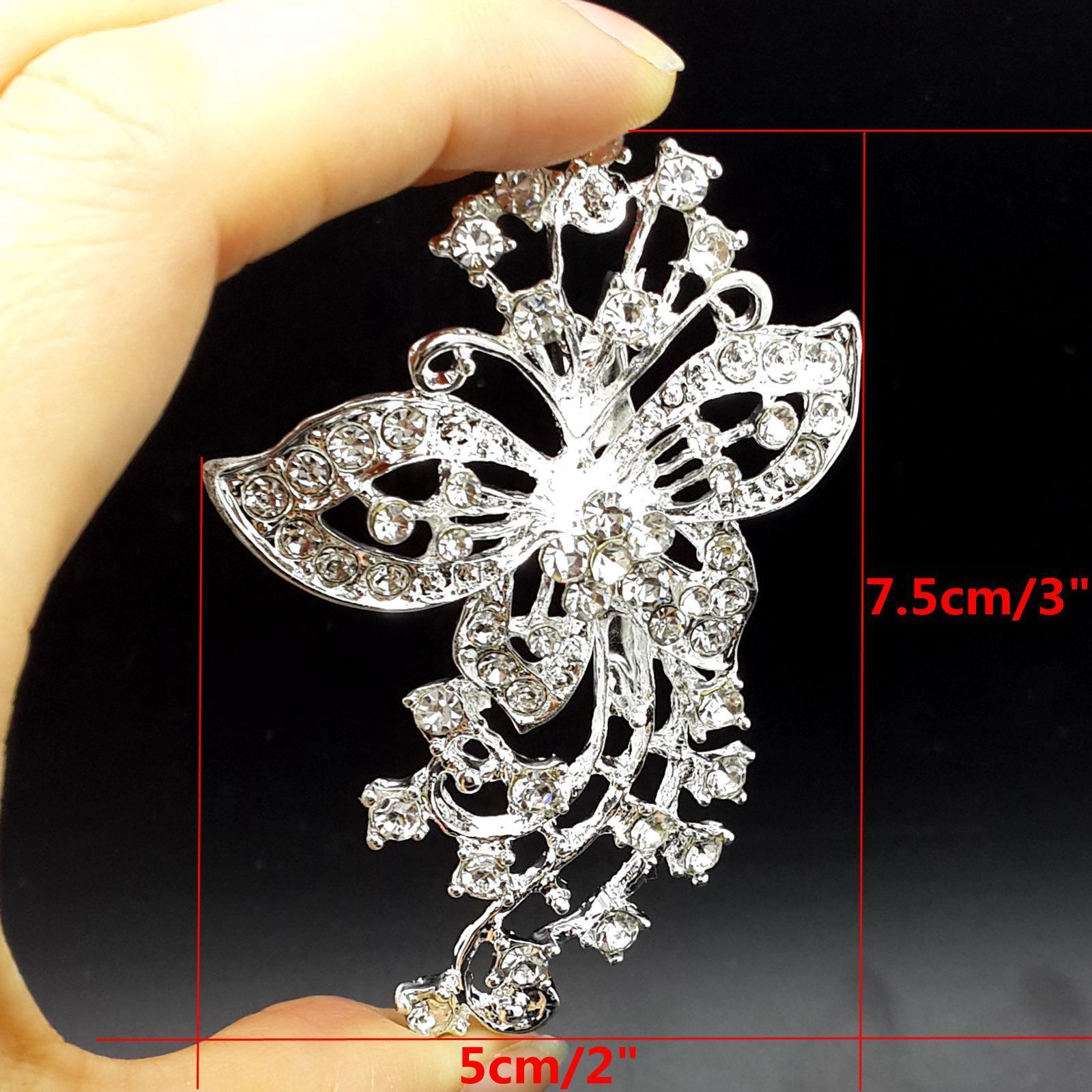 Lot 30pc Mixed Sliver Rhinestone Crystal Brooches Pin DIY Wedding Bridal Bouquet