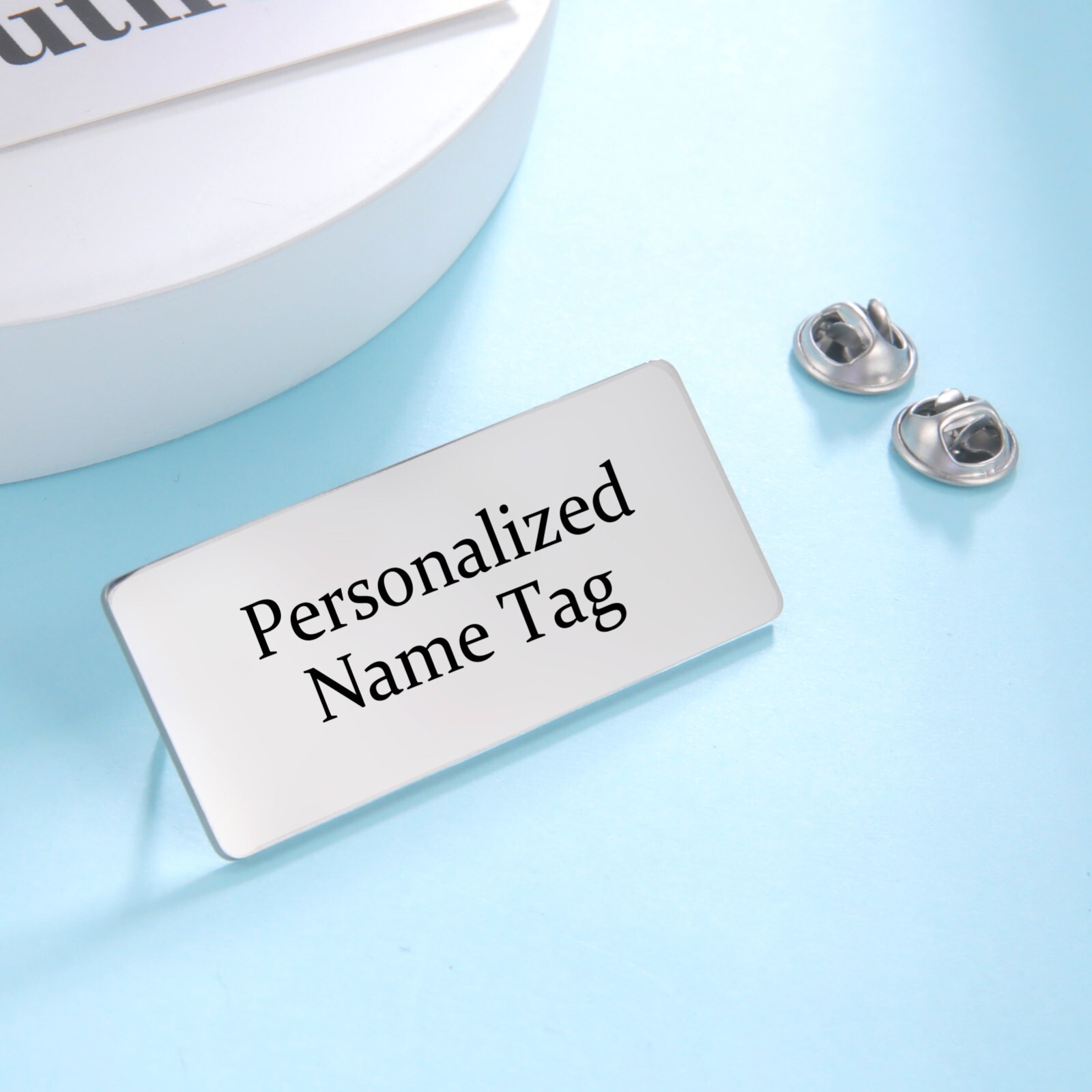 Custom Rectangle Name Lapel Pin Brooch Work Card Birthday Party Jewelry