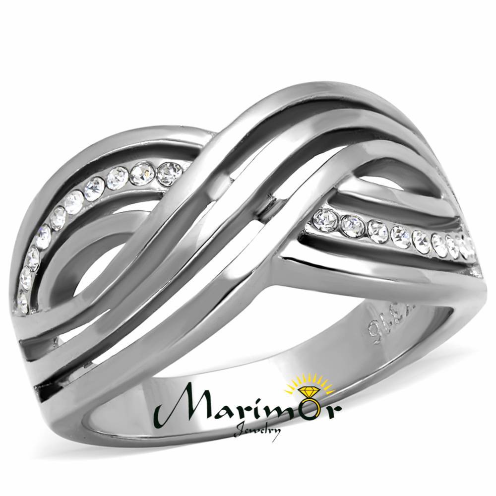 Women’s Round Cut Crystal Stainless Steel Anniversary/infinity Ring Band Sz 5-10