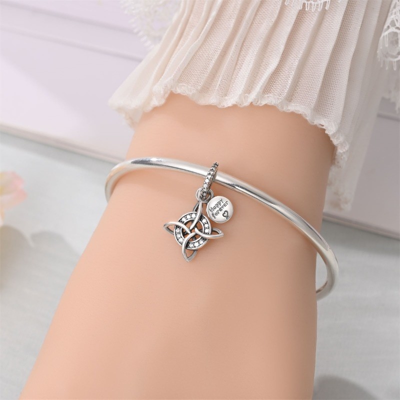 PANDACH 925 Sterling Silver Happy Forever Charm For Bracelet&Necklace Pendant