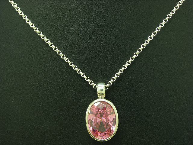 925 Sterling Silver Necklace & Pendant With Zirconia Inlay / 11.0g / 45.0cm