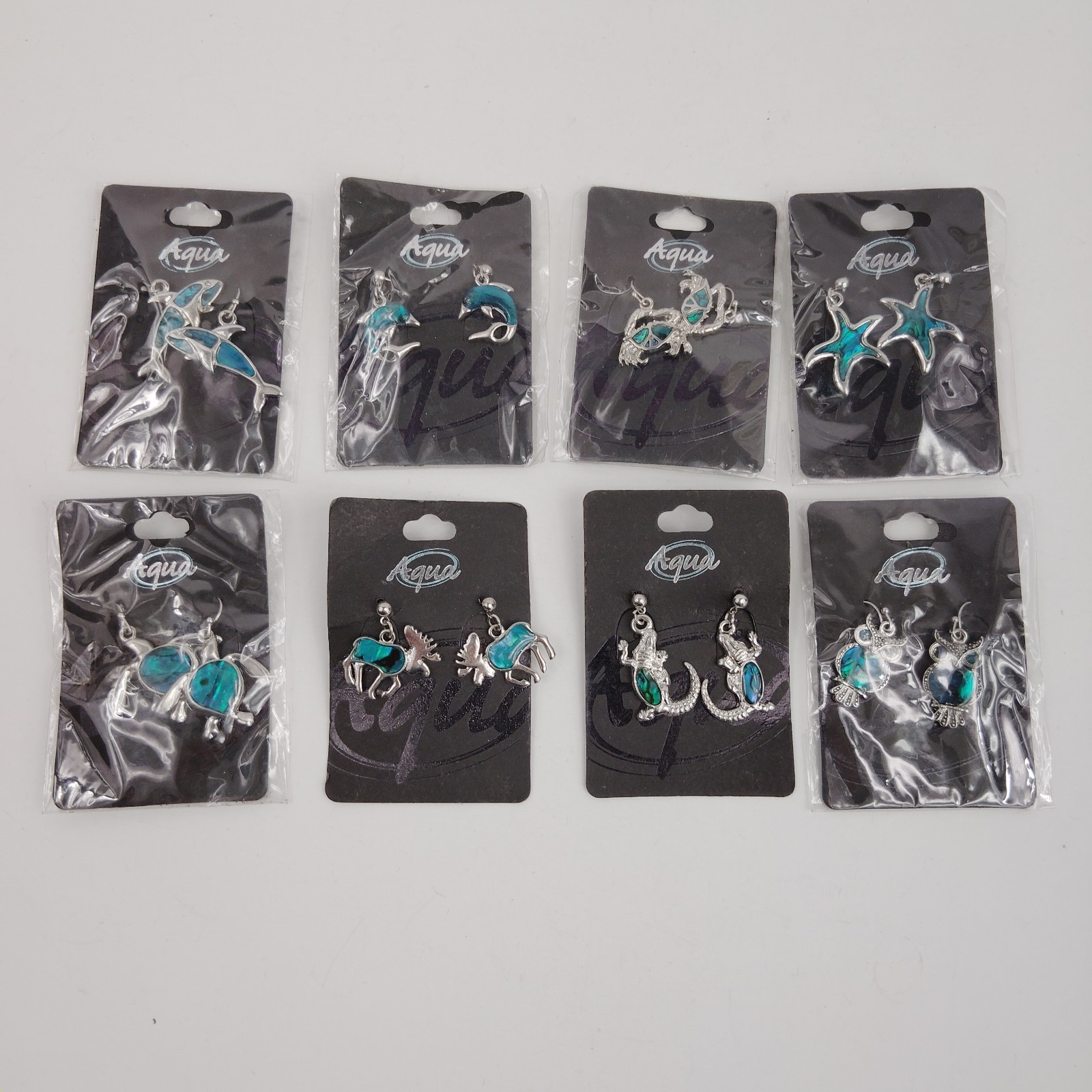 Aqua Branded Costume Jewelry Animal Earring Lot Of 8