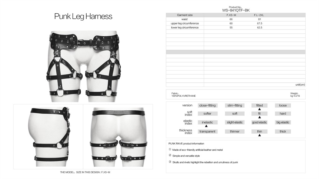 PUNK RAVE PUNK RAVE Gothic Punk Leg Harness Garter Belt Black Faux Leather