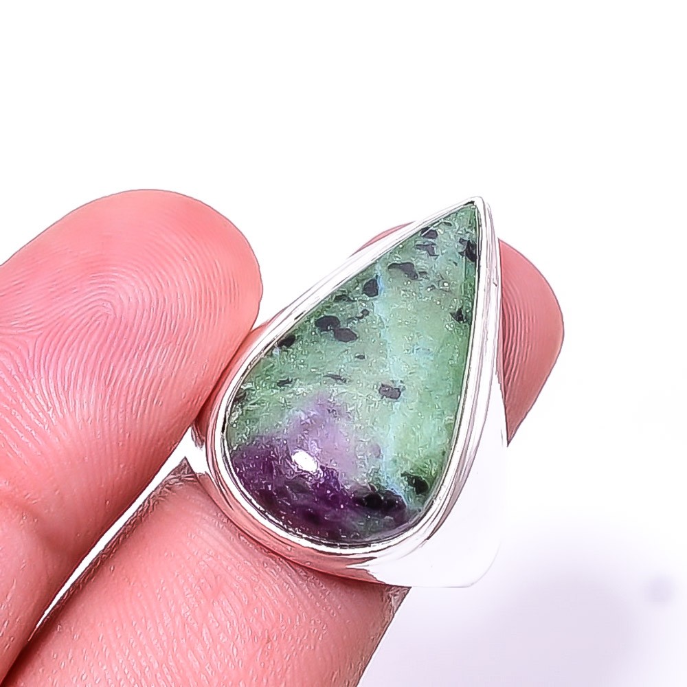 Ruby With Zoisite – Tanzania 925 Sterling Silver Ring S.8 R54, Christmas Gift