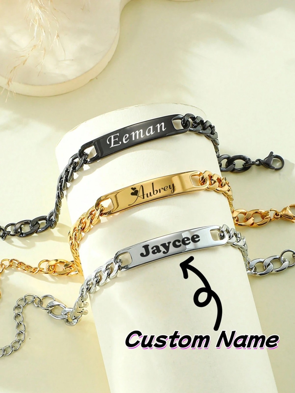 Custom Name Cuban Link Bracelet Couple Personalized Stainless Steel Chain Jewelr