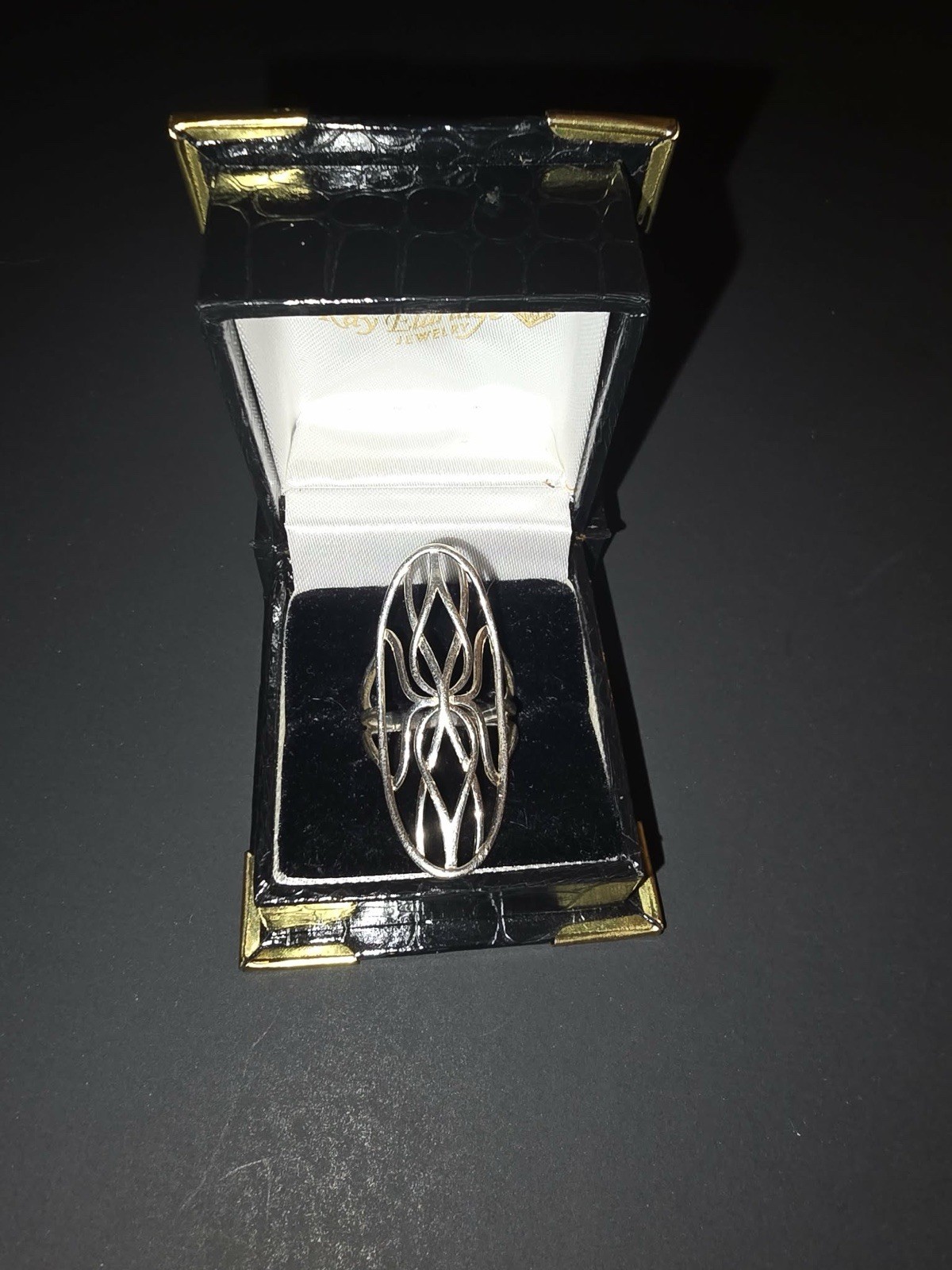 Openwork Filigree Oval Band Ring, No Stone, 925 Sterling Silver, Size 8