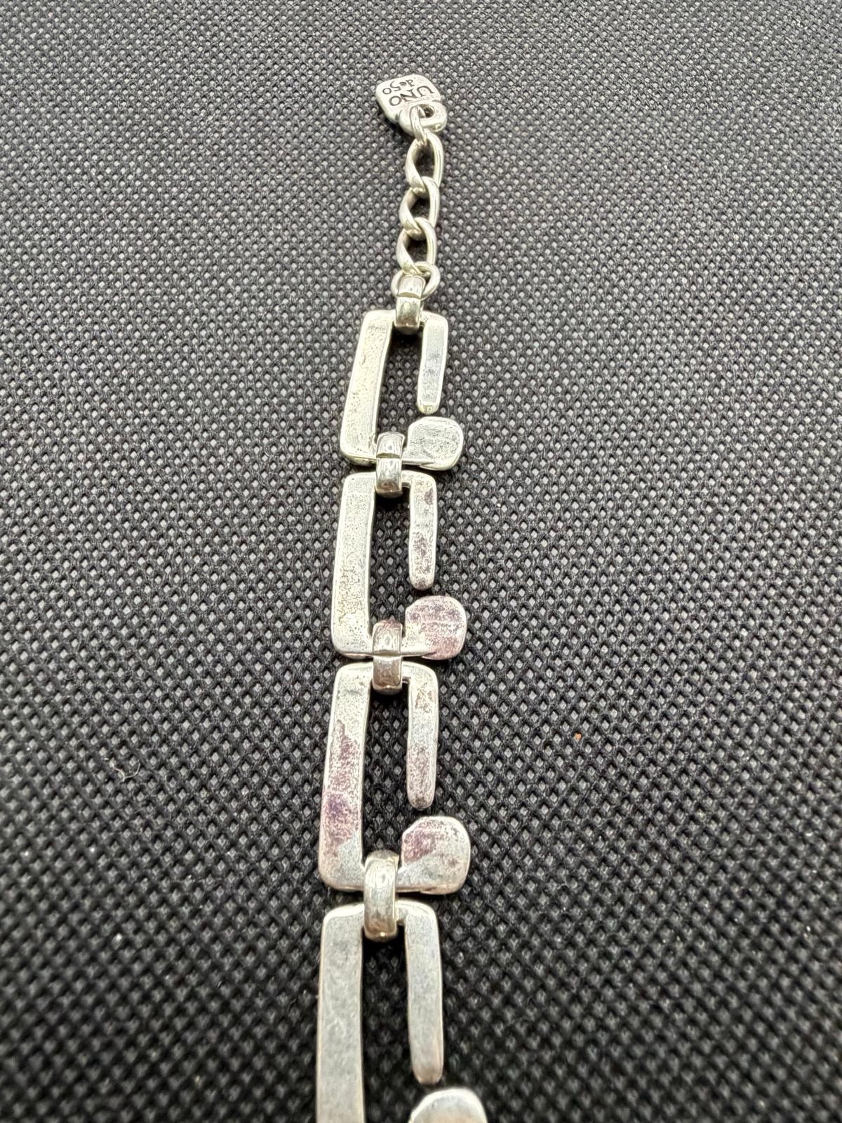 Uno de 50 ROOTS Silver Plated Bracelet Square Links Chain Medium