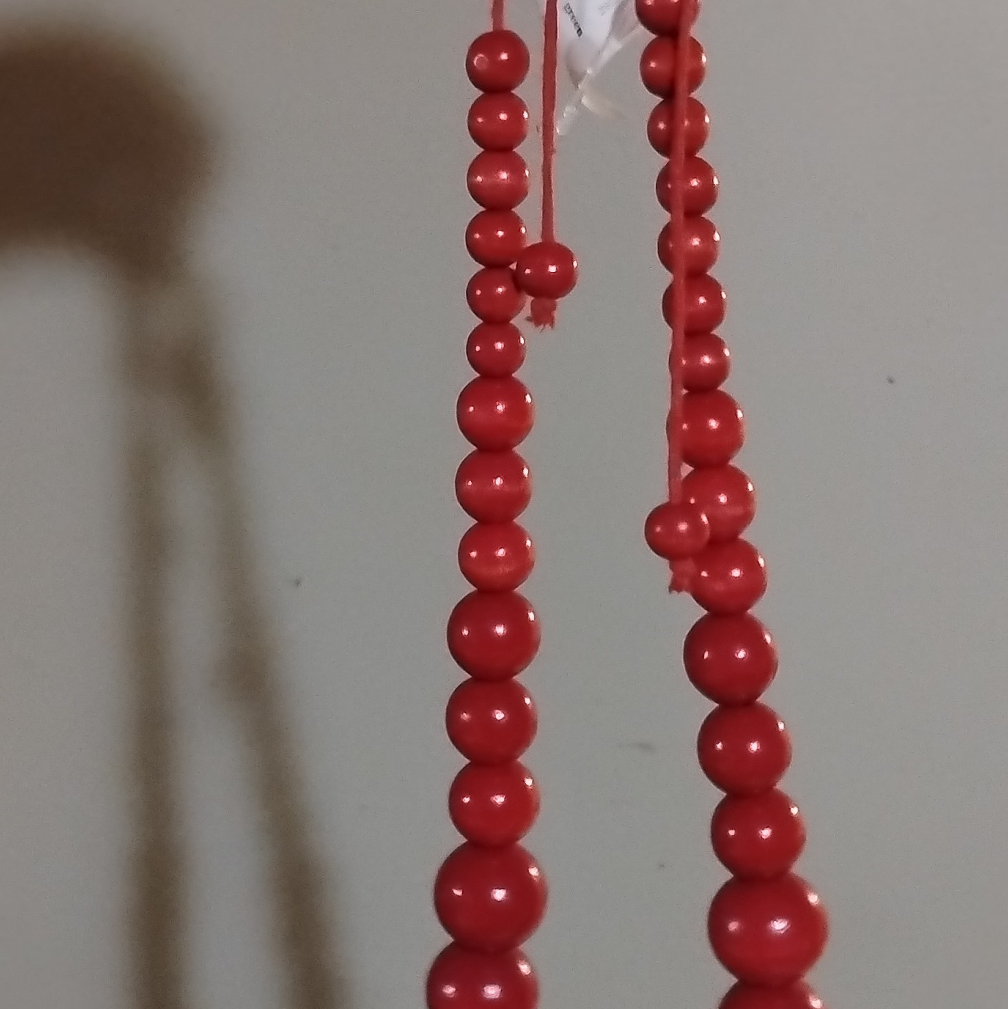 Red Graduated Wooden Bead Necklace