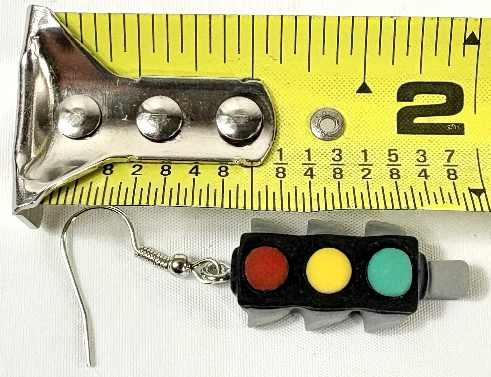 Hook Drop Dangle Silver Tone Earrings Gray Stoplights Traffic City Street Signs