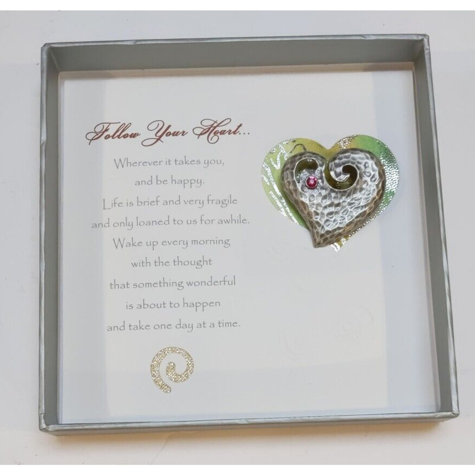 2007 Patricia Darling Dash Heart Pin Brooch With Blank Inside Card NEW Worn Box