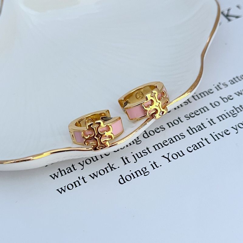 New Burch KIRA Pink ENAMEL HUGGIE EARRING Classic Elegant Lady Little Hoop