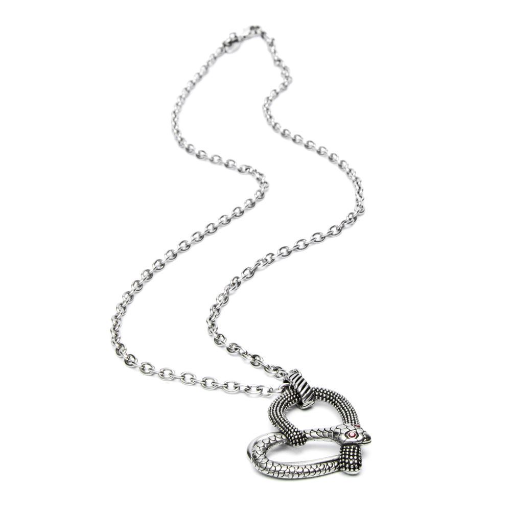 heart Necklace snake heart Pendant Stainless Steel red CZS by Controse