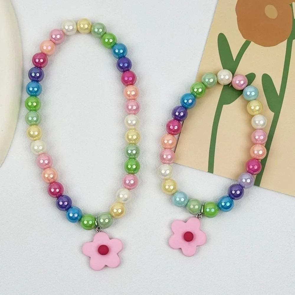 Cute Adjustable Beaded Cat Flower Pendant Candy Color Cat Pet Neck Chain Pet Jew