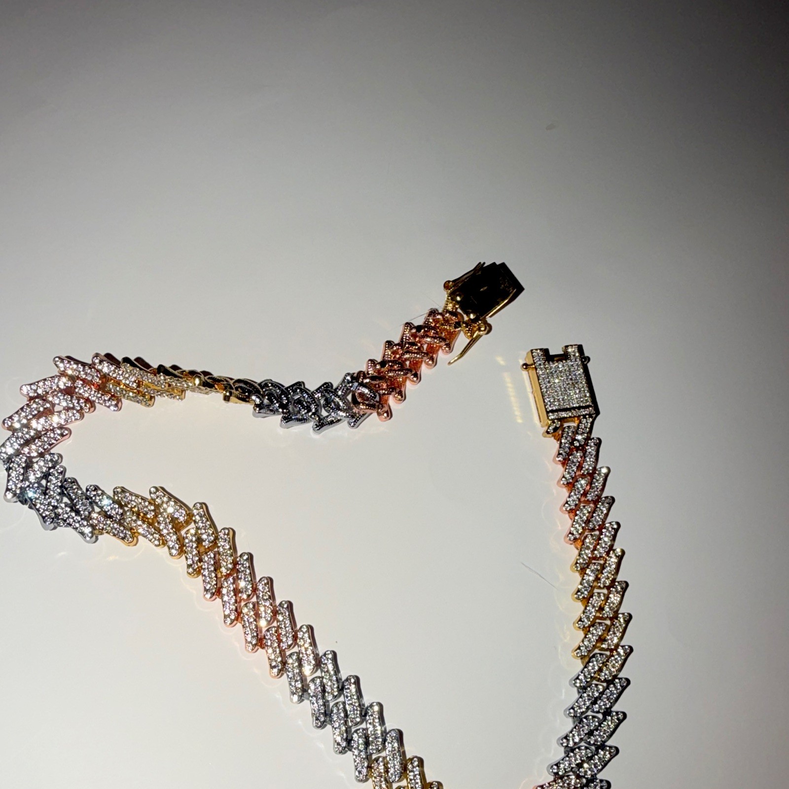 NEW Multicolor Cuban Monaco Cut Link Chain Chain 22in with Box Clasp Closure