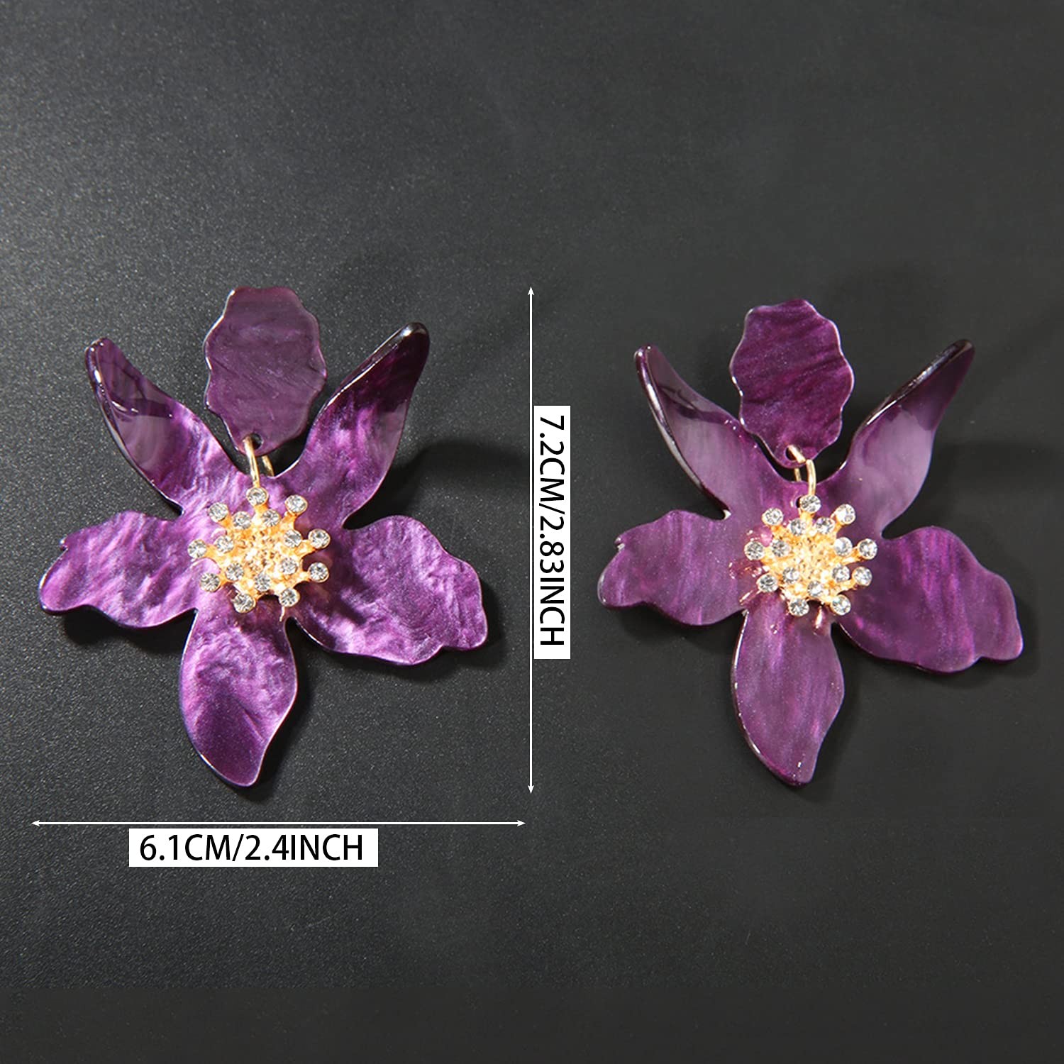 ANDPAI Unique Bohemian Oversized Acrylic Resin Flower 2.4 inches, Purple