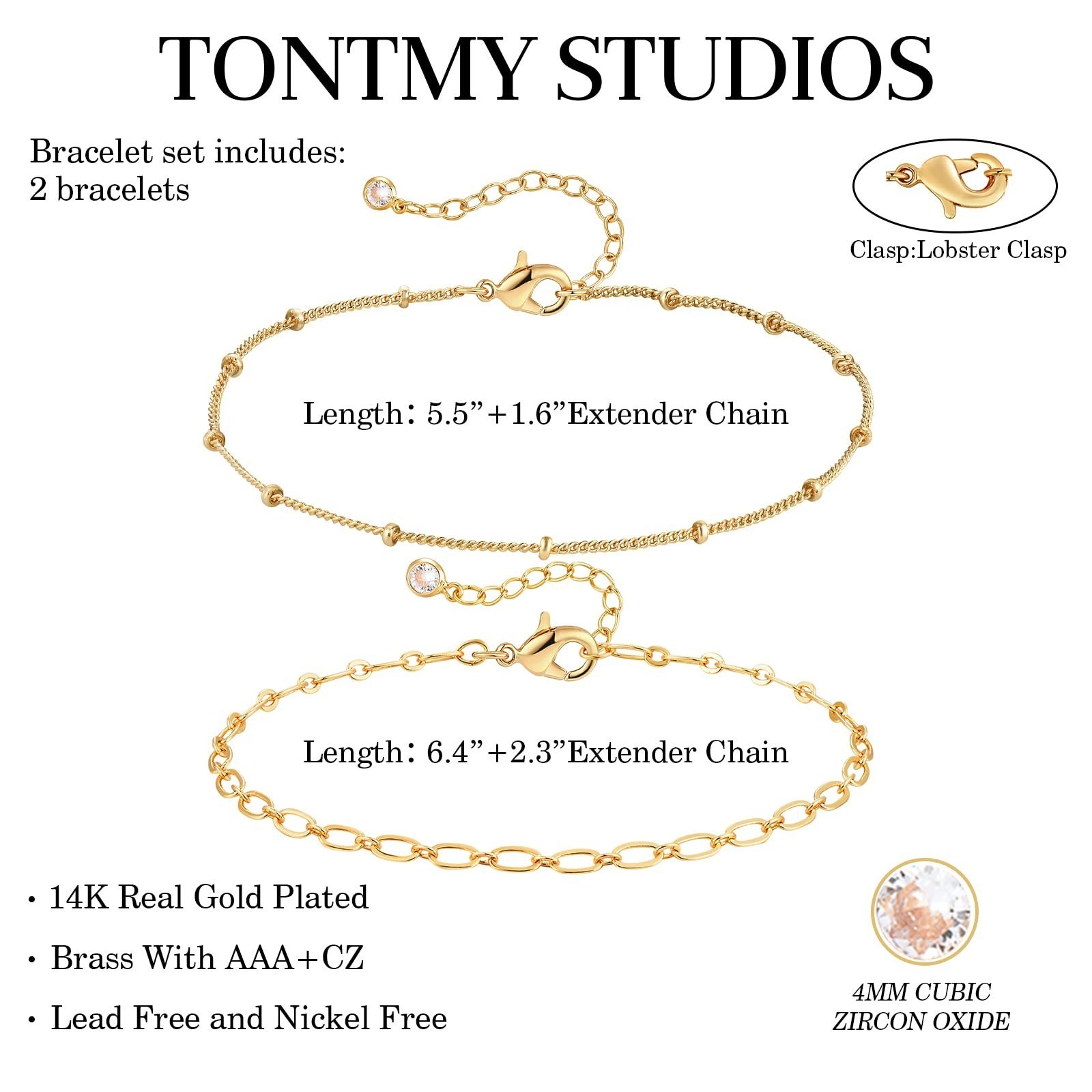 14K Gold Filled Layered Bracelets Set for Women – Trendy Minimalist Jewelry