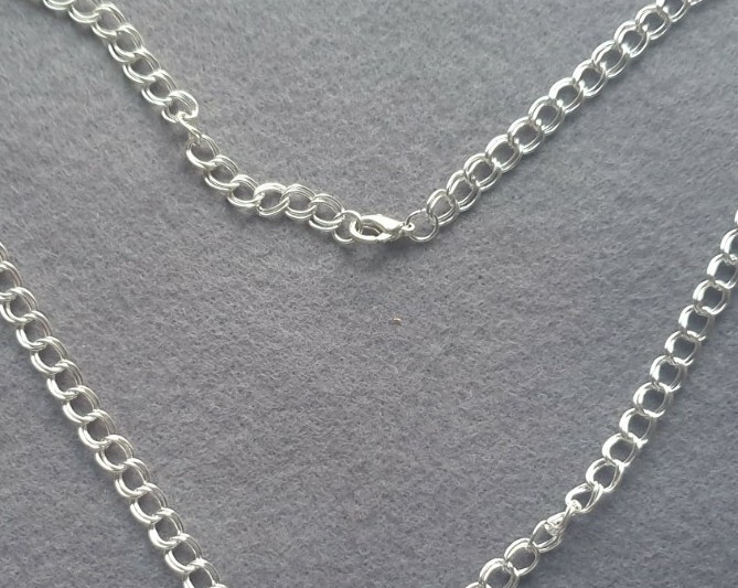 Silver Plated 18″ Double Link Curb Chain ~ Wishbone Charm ~ Gift Wrapped