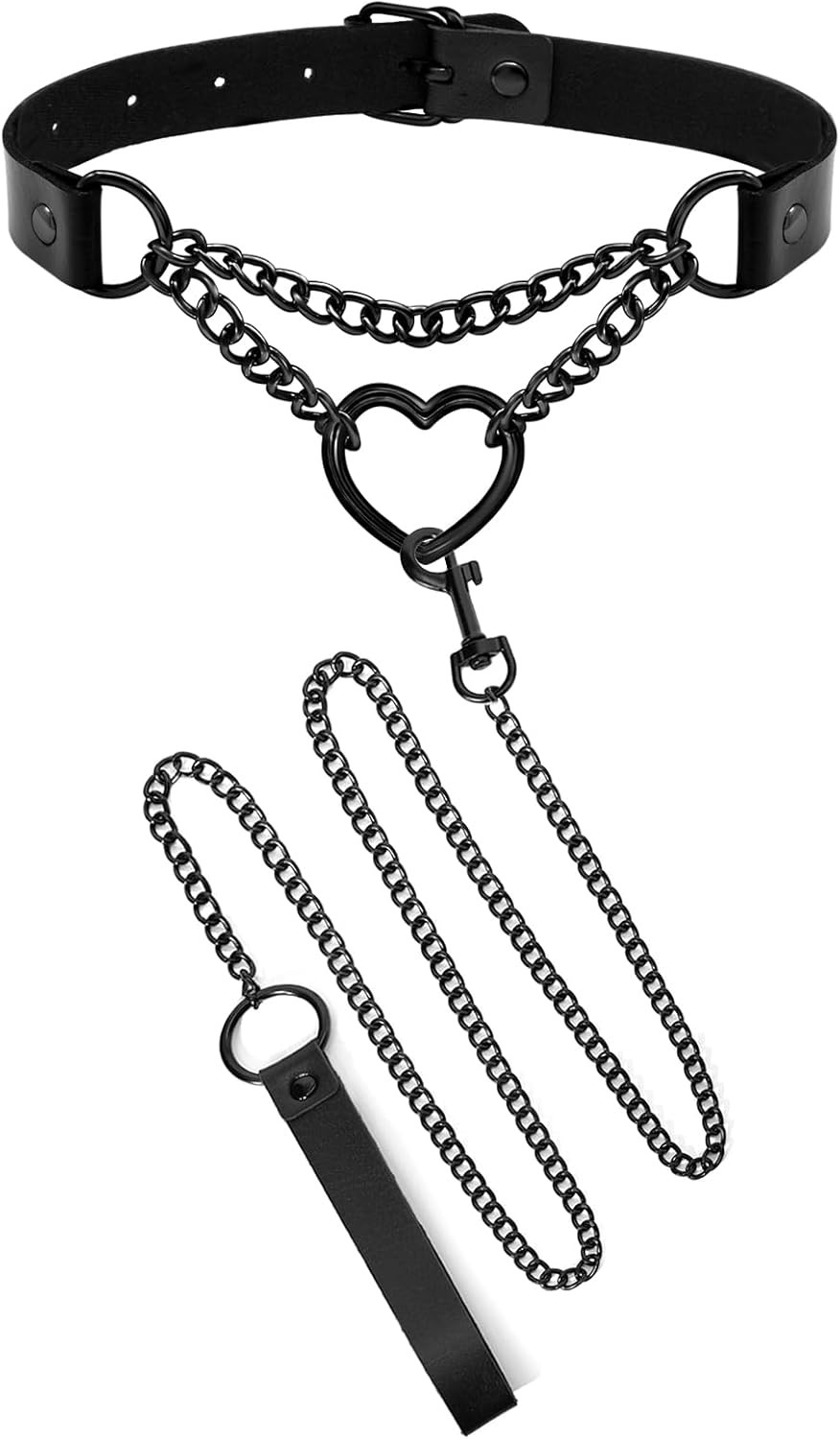 2PCS Black Choker Necklace for Women Leather Chokers Collar and Leash Set Got…
