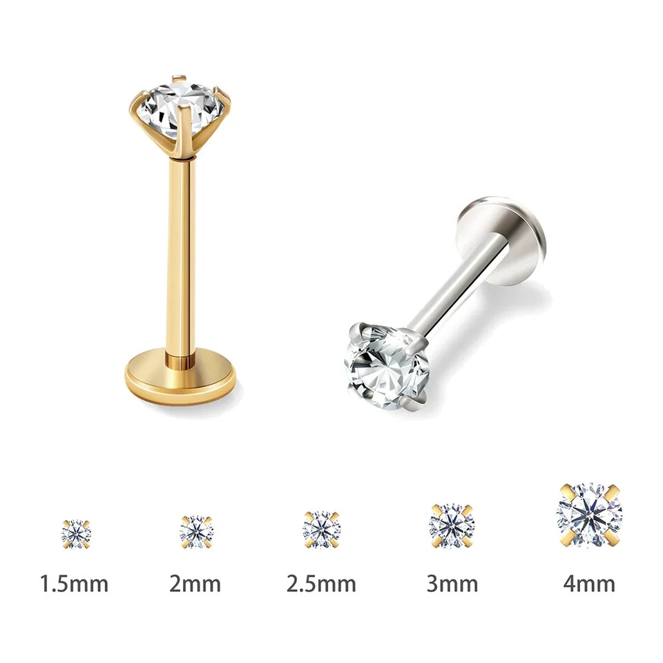 Tiny Nose Stud and Cartilage Earrings for Women Helix Tragus Lip 18G