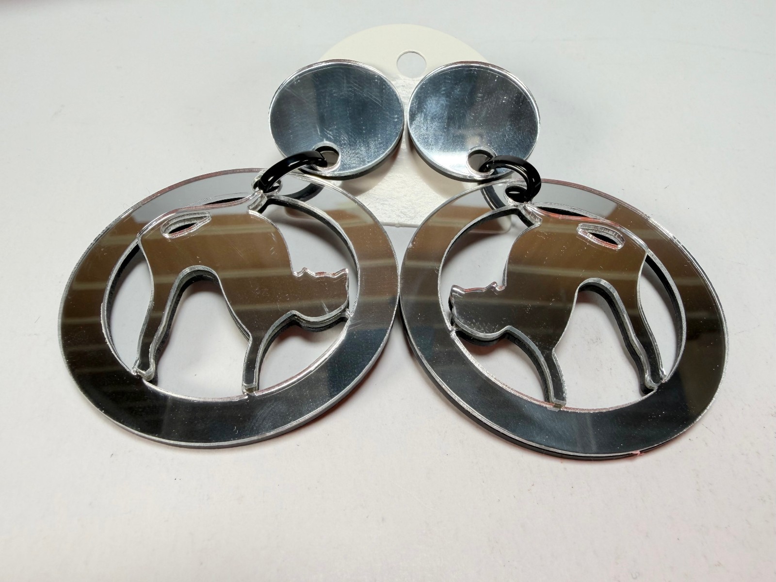 Marion Godart Reflective Chat Miroir” Mirror Effect Hoop Resin Clip On Earrings