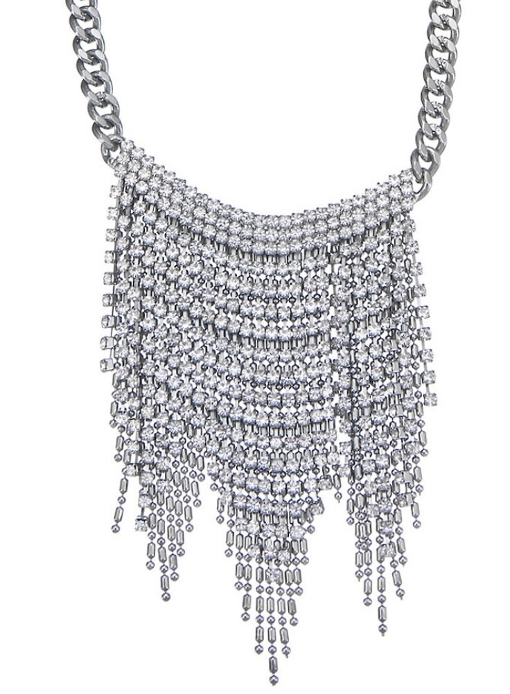 Simply Vera Wang Simulated Crystal Fringe Bib Pendant Necklace – Rock Chic
