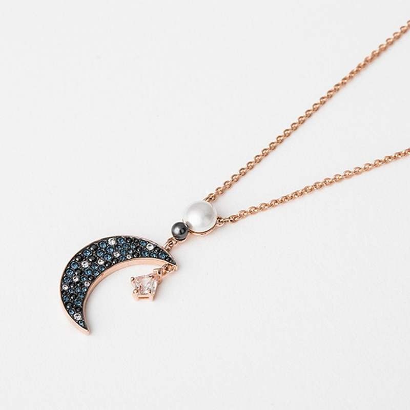 Swarovski Elements Moon Necklace Crystal Ghost Star Clavicle Chain Jewelry Gift