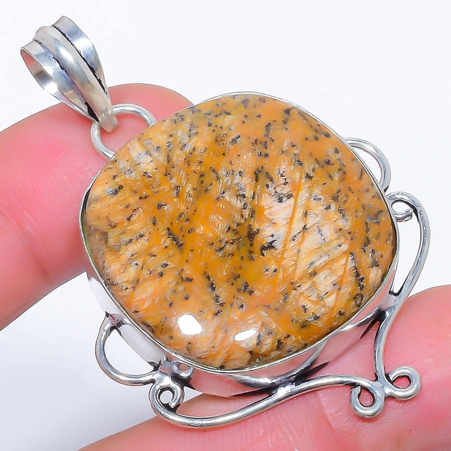 Natural Picture Jasper 925 Silver Plated Jewelry Pendant Jewelry 2.2″ T2735