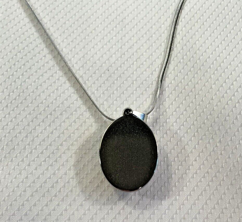Lapis Lazuli Oval Natural Gemstone Necklace 20” Chain Stainless Wisdom NEW
