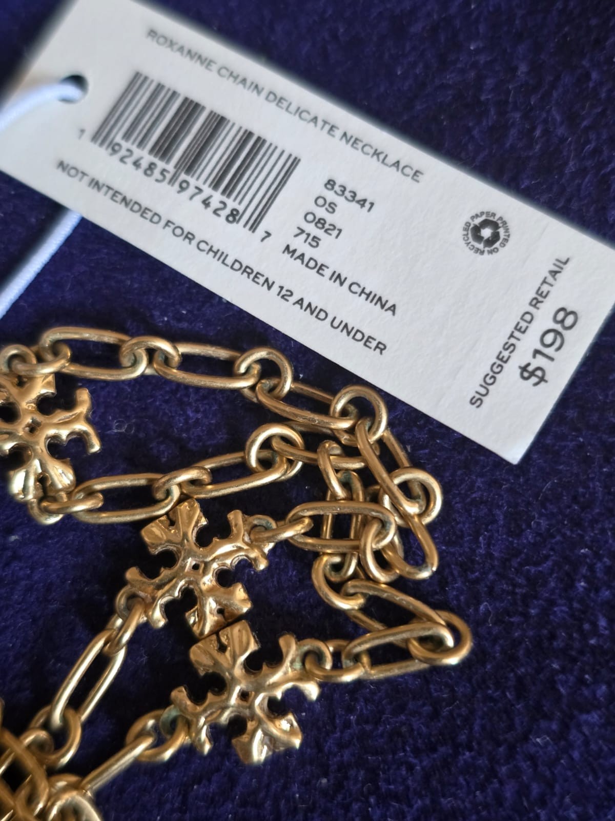Tory Burch Necklace Roxanne Chain Delicate Gold Tone