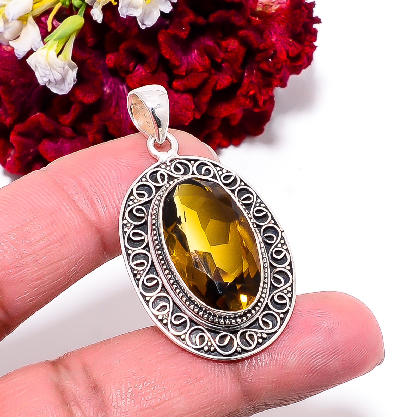 Bi-Colour Tourmaline Designer Handmade 925 Sterling Silver Pendant 1.79″ P99561