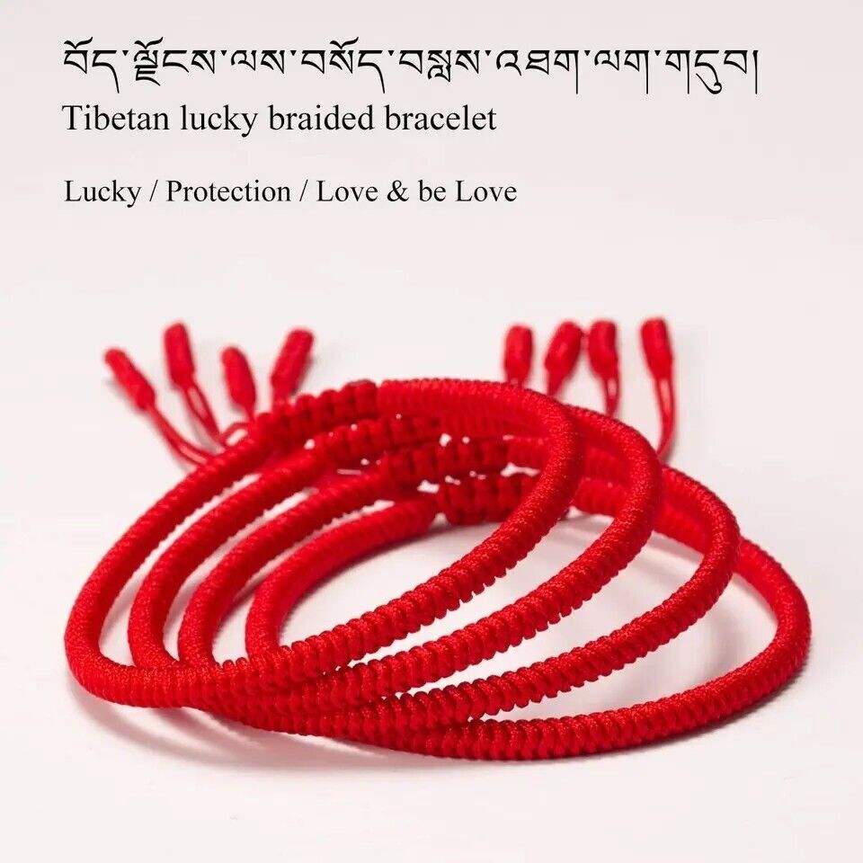 4× Tibetan Lucky Red String Bracelet Protection Men Women Lucky Rope 2 Kind USA