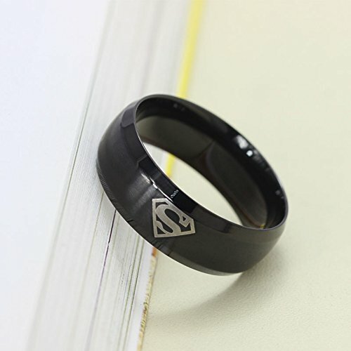 Black 8MM Band Ring Superman Titanium Stainless Steel Men Bridal Jewelry Wedding