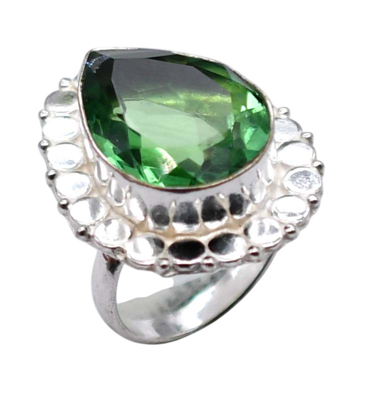 Green Garnet Gemstone Ethnic Handmade Antique Design Ring US Size-8.25 Z 112