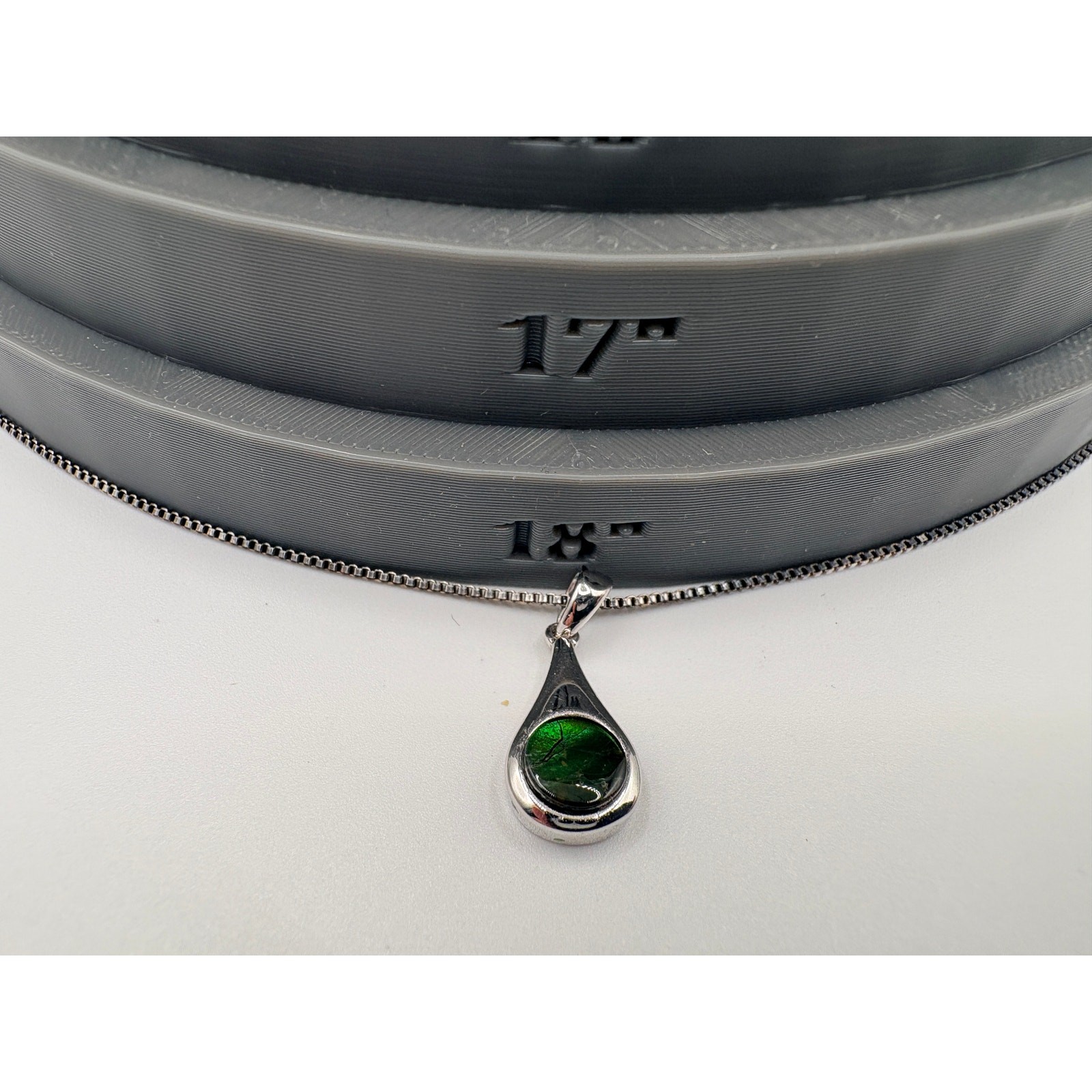 Sterling Silver Ammolite 18″ Necklace Dangle Earring Set