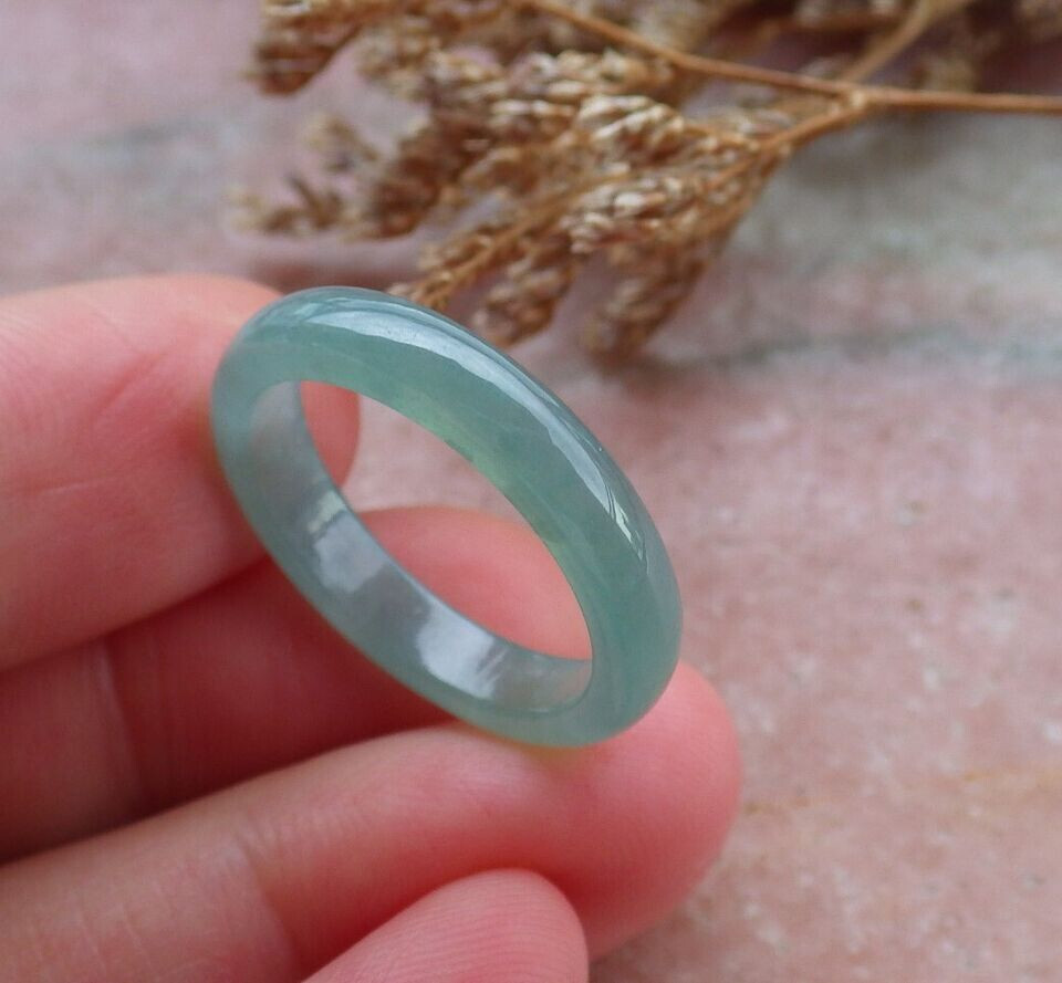 Video Certified Icy Green Natural A Jadeite Jade Circle Ring NO. 8 戒指 # 409845