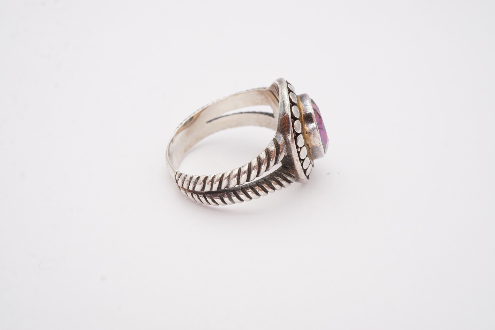 Sterling Silver 925 Mystic Topaz Ring Size 9 Dotted ATI