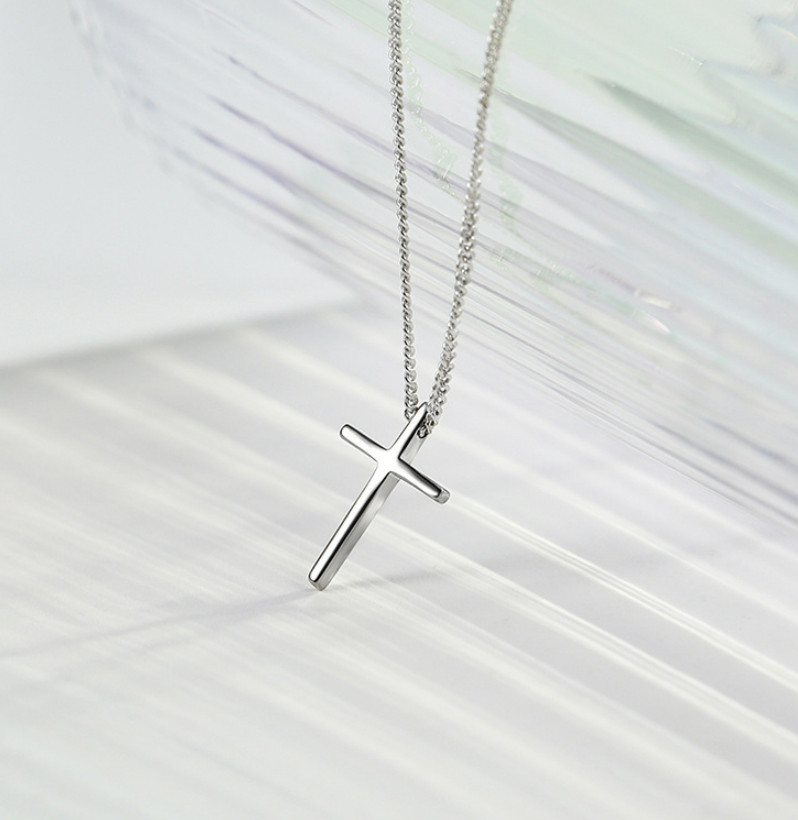 Stainless Steel Cross Plain & Simple Pendant Adjustable Necklace For Men Women