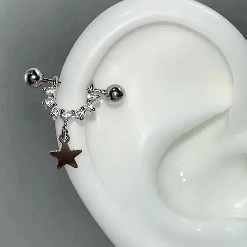 1 PCS Star Silver Color 316L Stainless Steel Ear Bone Nail for Women New Fashion
