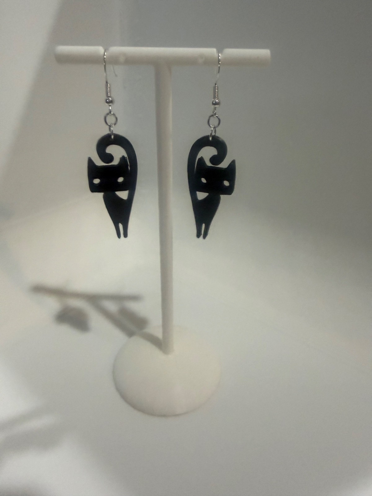 Cute Gothic Black Cat Dangle Earrings Cat Lover Gift Halloween lightweight