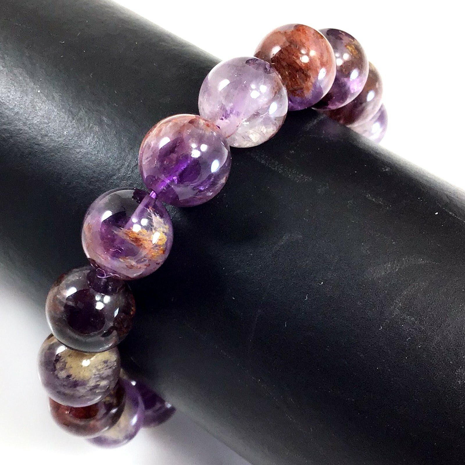 Handmade Gemstone Natural Super Seven Crystal Beaded Bracelet 7.5″ 4 6 8 10 12mm