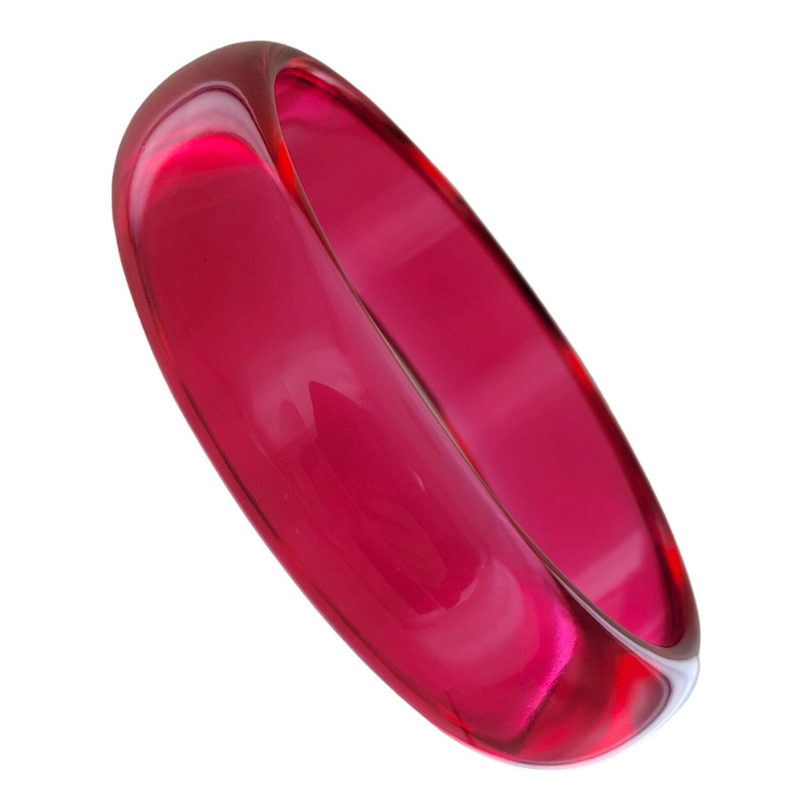 Clear Pink Translucent Acrylic Domed Round Bangle Bracelet Ladies Standard Size
