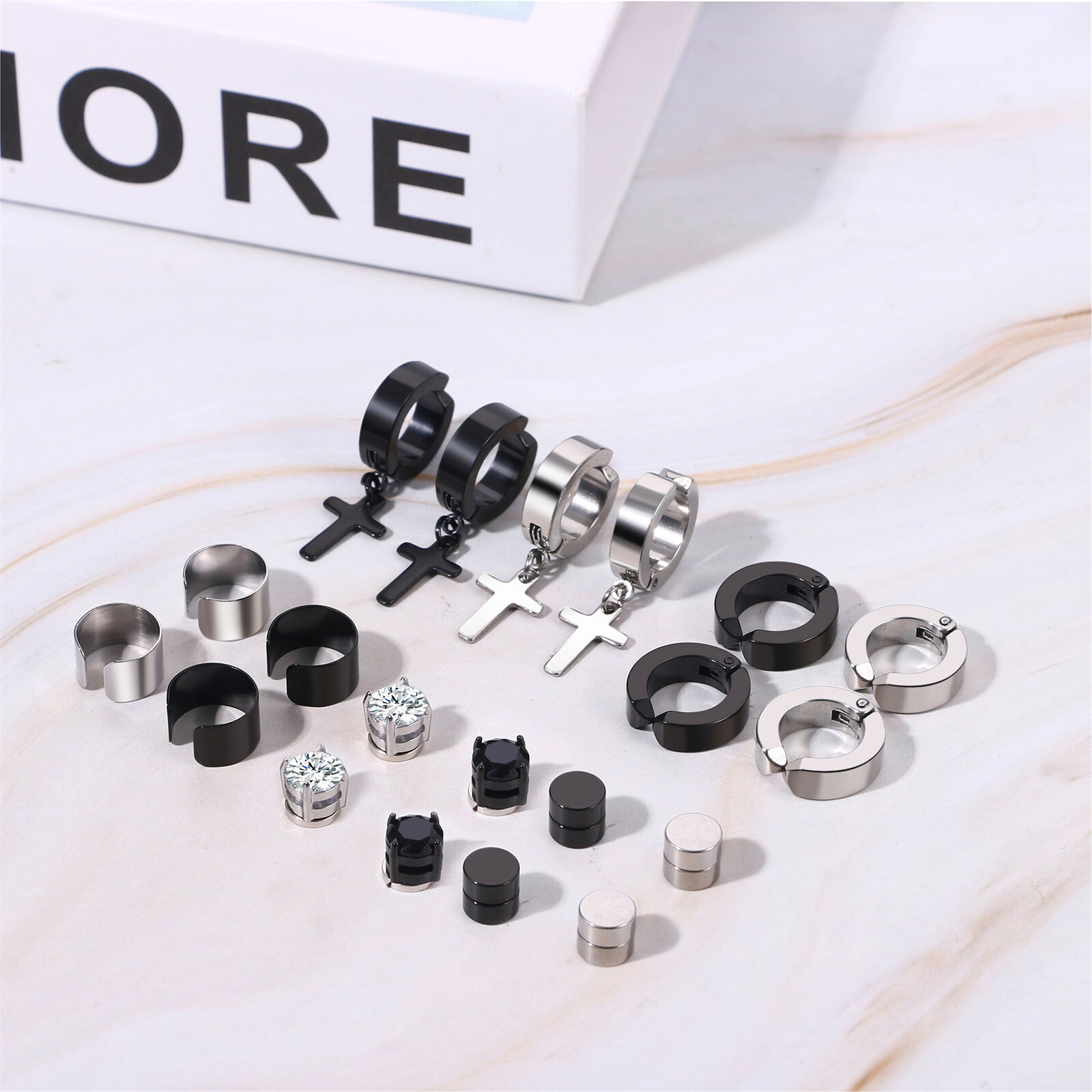10 Pair Men Women Stainless Steel Magnetic Stud Earrings Non Piercing Clip on US