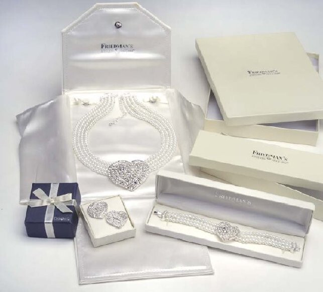 Crystal Heart & Strand Faux Pearl Necklace Bracelet Earring Set Bridal Prom NIB