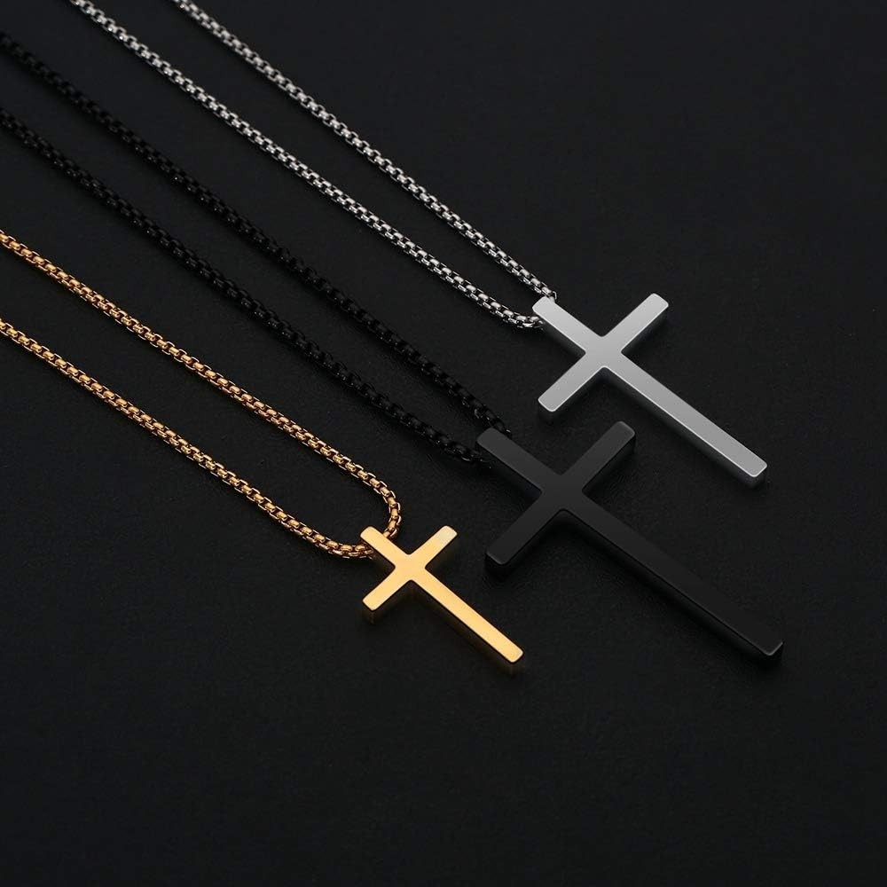 Stylish Cross Pendant Necklace for Men – Hypoallergenic Steel – 16 to 30 Inch
