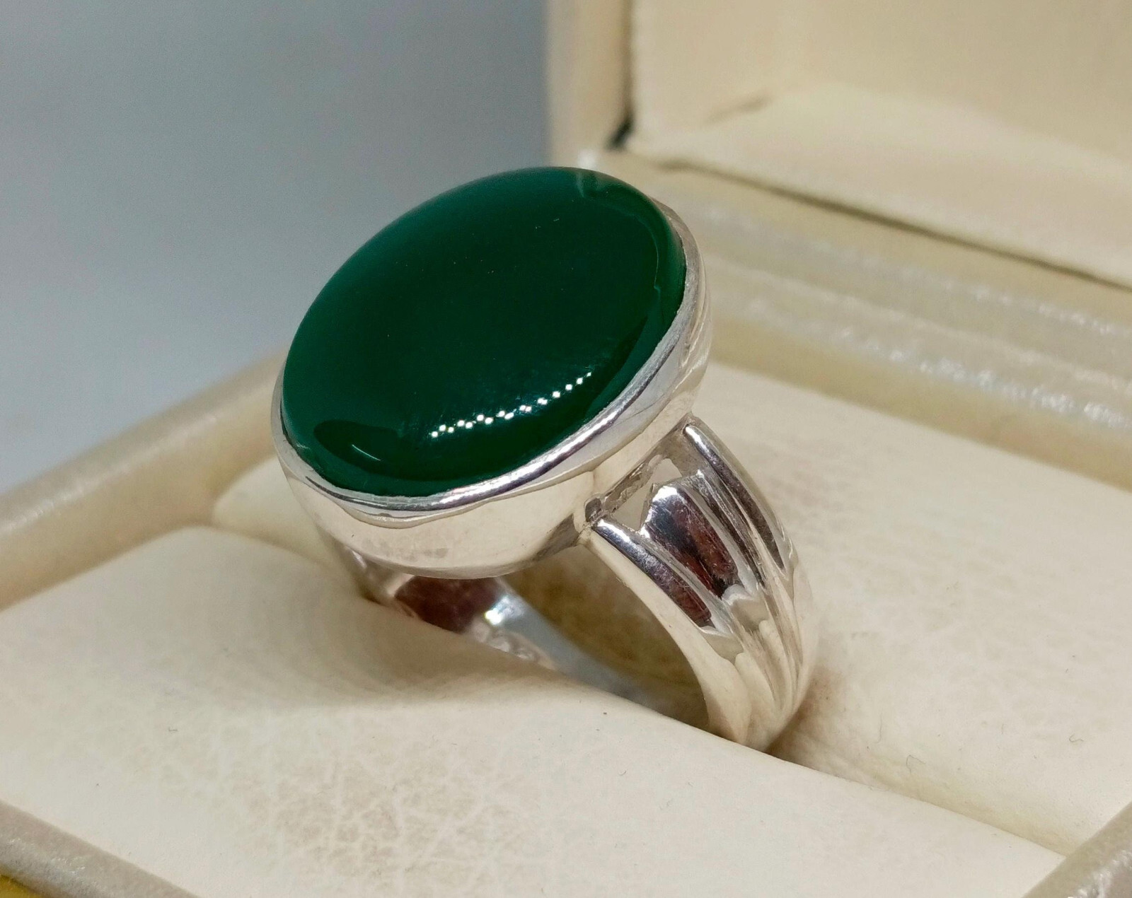 Green Agate Gemstone Sterling Silver 925 Handmade Unisex Ring Everyday Were Ring