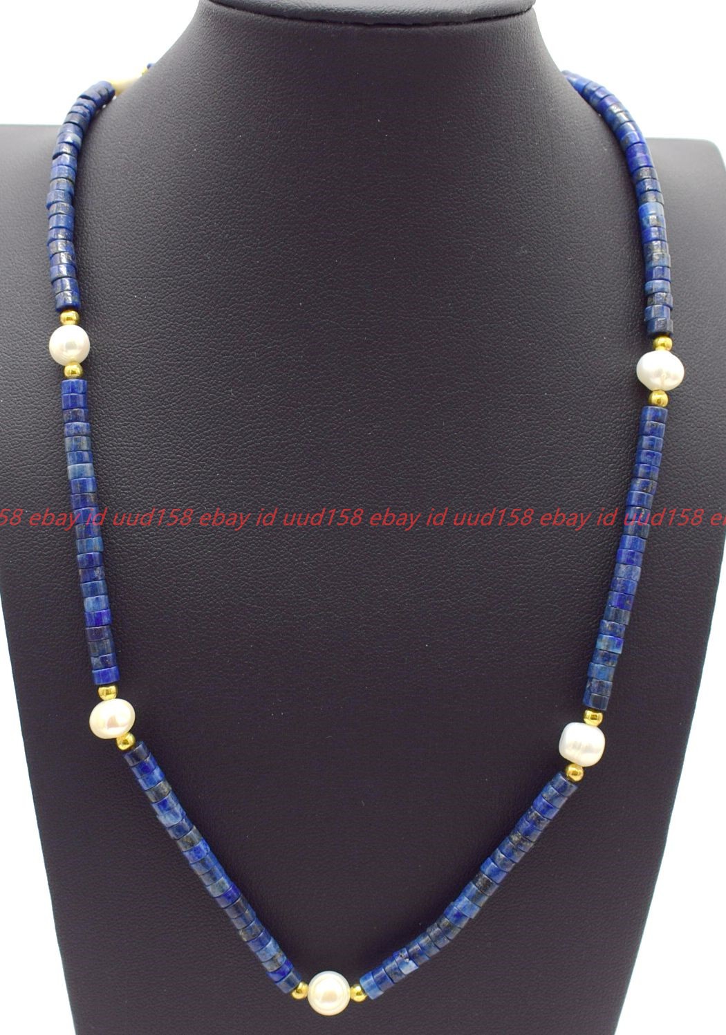 Natural 2x4mm Blue Lapis Lazuli White Pearl Gems Rondelle Beads Necklace 16-36in