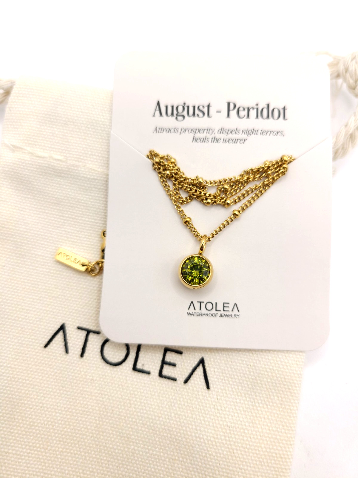 Atolea Birthstone Necklace 18k PVD August Peridot