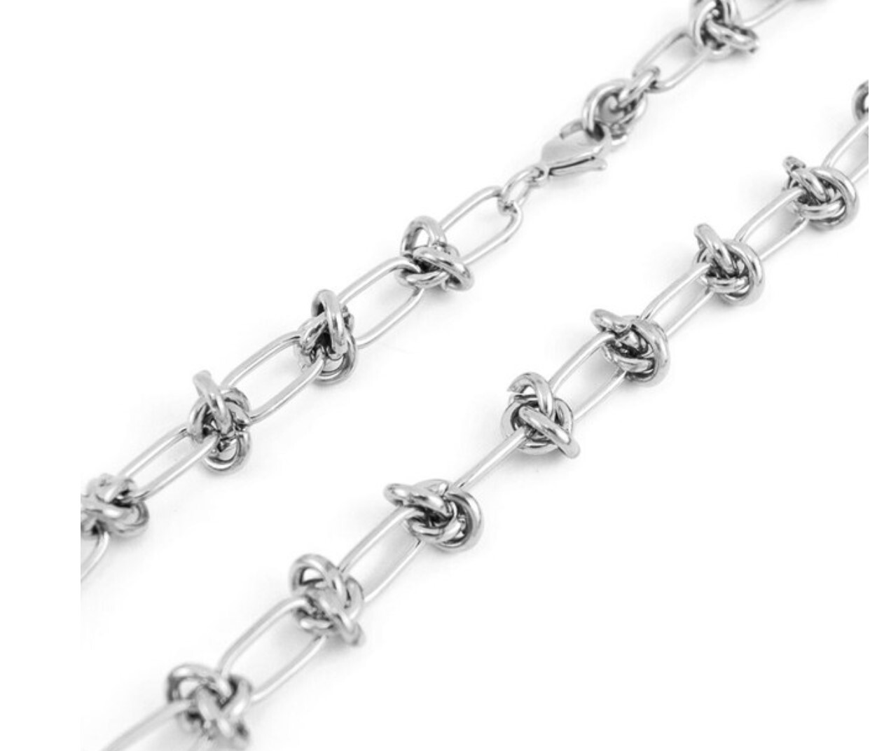 Stainless Steel 60 cm (23.6 Inch) 6 mm width Knotted Neck Chain Necklace